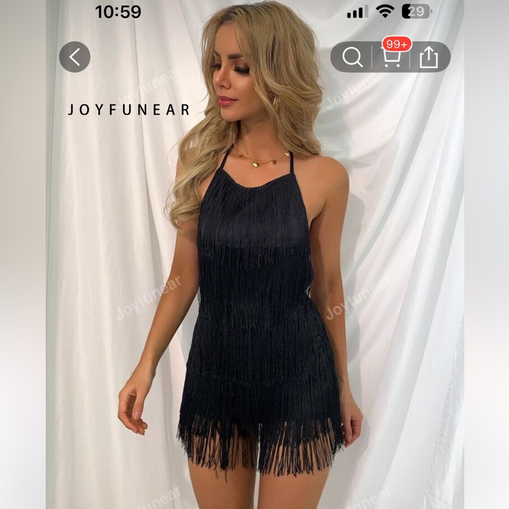SHEIN Black Halter Tiered Mini Dress